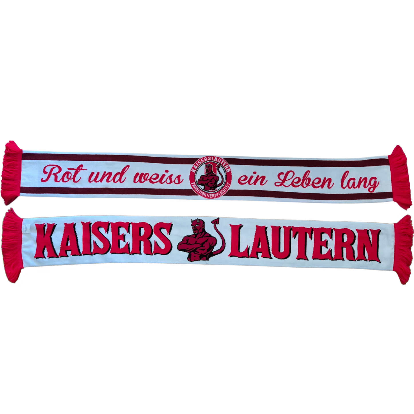 Premiumschal Kaiserslautern ''Rot und Weiss ein Leben Lang'' - 80% Polyacryl / 20% Lycra