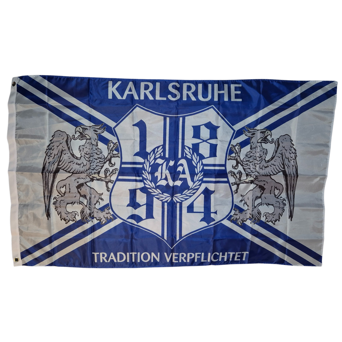 Hissfahne Karlsruhe ''Tradition verpflichtet'' (Premiumqualität) - 100% Polyester