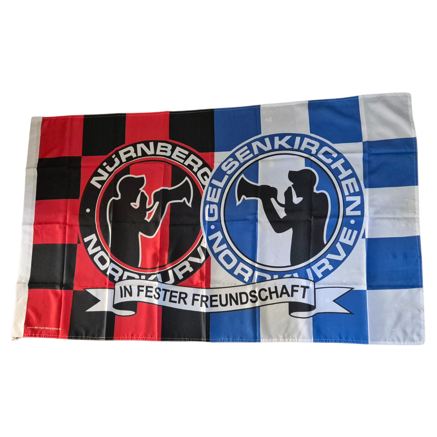 Hissfahne Gelsenkirchen & Nürnberg ''Freundschaft'' (Premiumqualität) - 100% Polyester